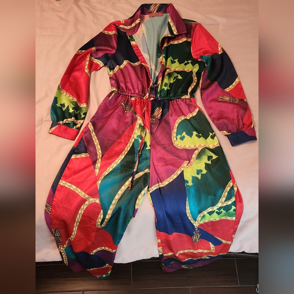 MULTI-COLORED SATIN JUMPSUIT